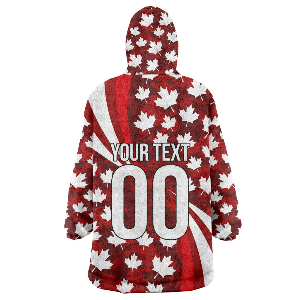 Personalized Canada Football Wearable Blanket Hoodie Maple Leaf Pattern - Moose Soccer Mascot