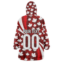 Personalized Canada Football Wearable Blanket Hoodie Maple Leaf Pattern - Moose Soccer Mascot