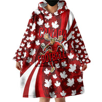 Personalized Canada Football Wearable Blanket Hoodie Maple Leaf Pattern - Moose Soccer Mascot