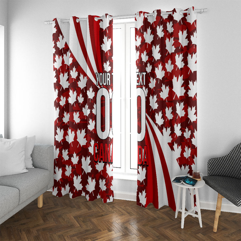 Personalized Canada Football Window Curtain Maple Leaf Pattern - Moose Soccer Mascot