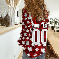 Personalized Canada Football Women Casual Shirt Maple Leaf Pattern - Moose Soccer Mascot