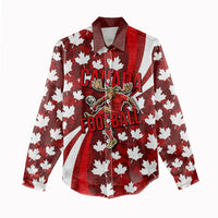 Personalized Canada Football Women Casual Shirt Maple Leaf Pattern - Moose Soccer Mascot