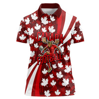 Personalized Canada Football Women Polo Shirt Maple Leaf Pattern - Moose Soccer Mascot