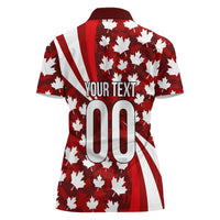 Personalized Canada Football Women Polo Shirt Maple Leaf Pattern - Moose Soccer Mascot