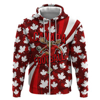 Personalized Canada Football Zip Hoodie Maple Leaf Pattern - Moose Soccer Mascot