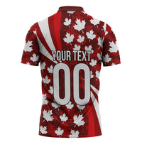 Personalized Canada Football Zipper Polo Shirt Maple Leaf Pattern - Moose Soccer Mascot