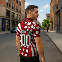 Personalized Canada Football Zipper Polo Shirt Maple Leaf Pattern - Moose Soccer Mascot