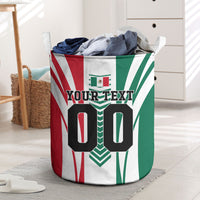 Personalized Mexico Football Laundry Basket Mexican Flag Jaguar Mascot Soccer Ball