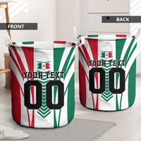 Personalized Mexico Football Laundry Basket Mexican Flag Jaguar Mascot Soccer Ball
