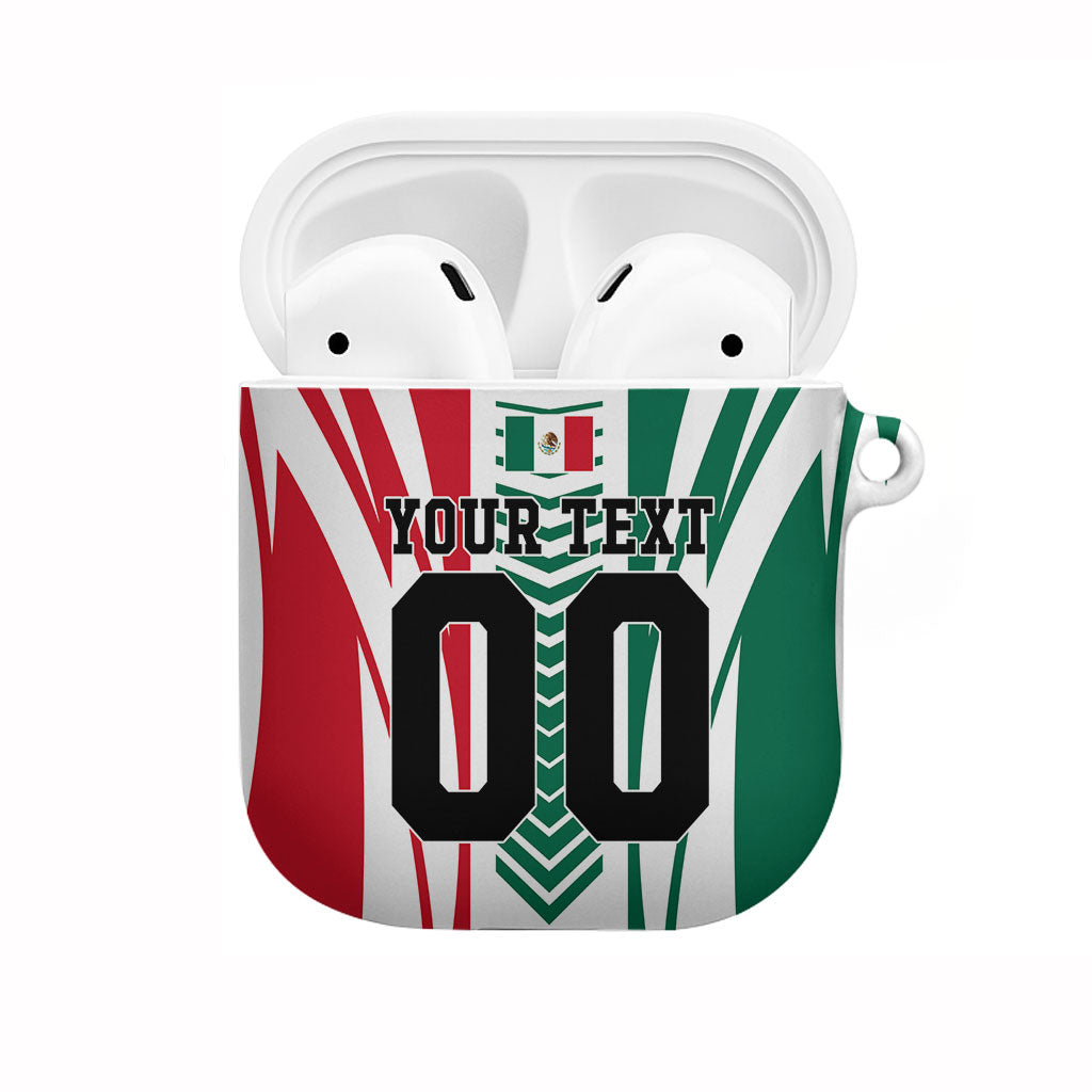 Personalized Mexico Football AirPods Case Mexican Flag Jaguar Mascot Soccer Ball
