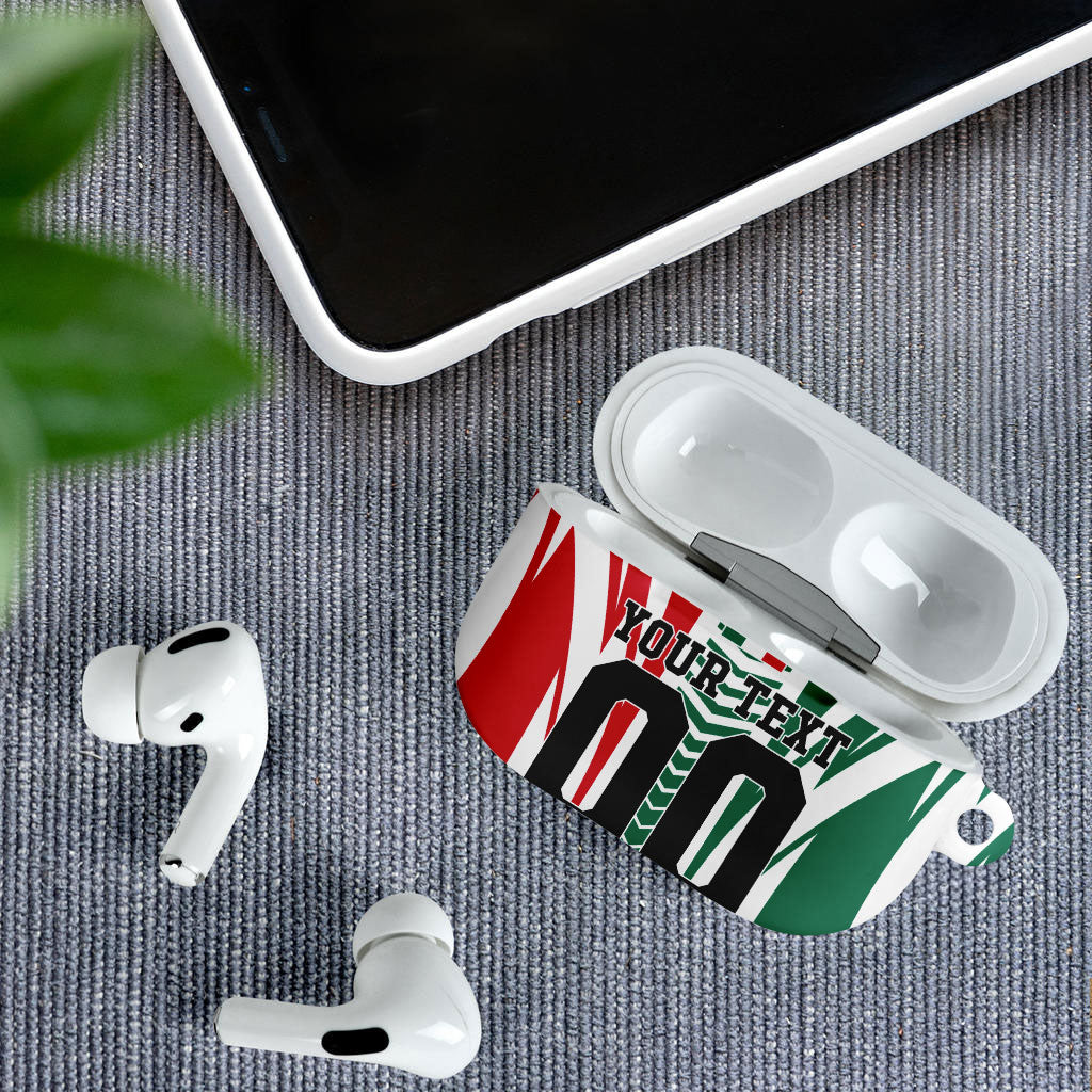 Personalized Mexico Football AirPods Case Mexican Flag Jaguar Mascot Soccer Ball