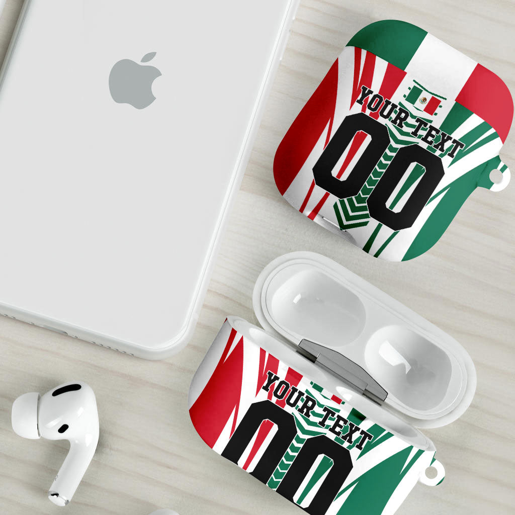 Personalized Mexico Football AirPods Case Mexican Flag Jaguar Mascot Soccer Ball