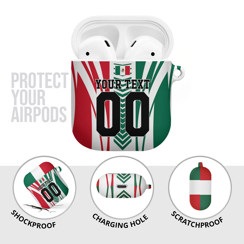 Personalized Mexico Football AirPods Case Mexican Flag Jaguar Mascot Soccer Ball