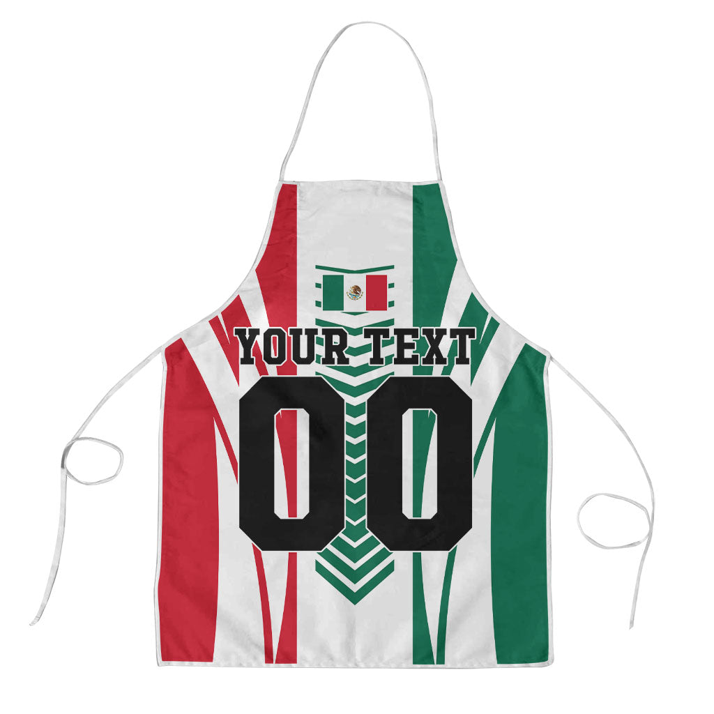 Personalized Mexico Football Apron Mexican Flag Jaguar Mascot Soccer Ball