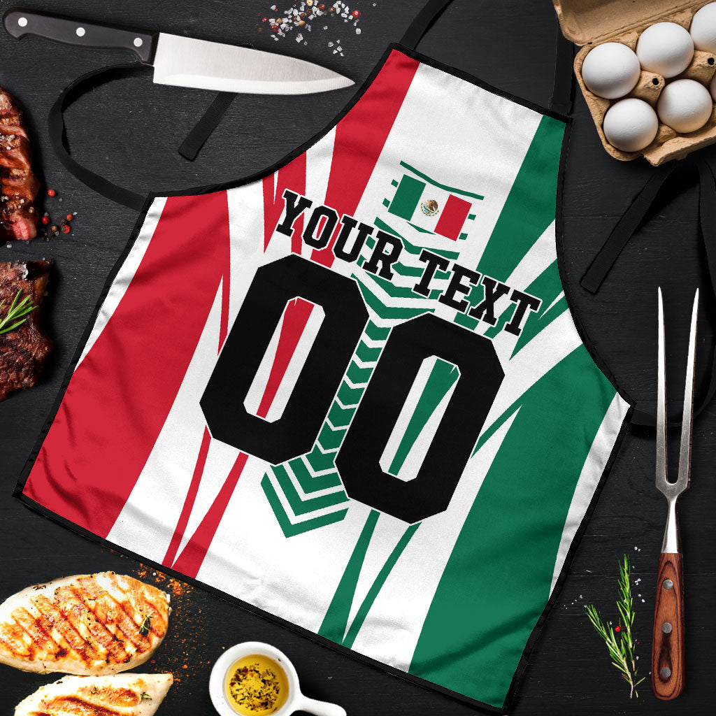 Personalized Mexico Football Apron Mexican Flag Jaguar Mascot Soccer Ball