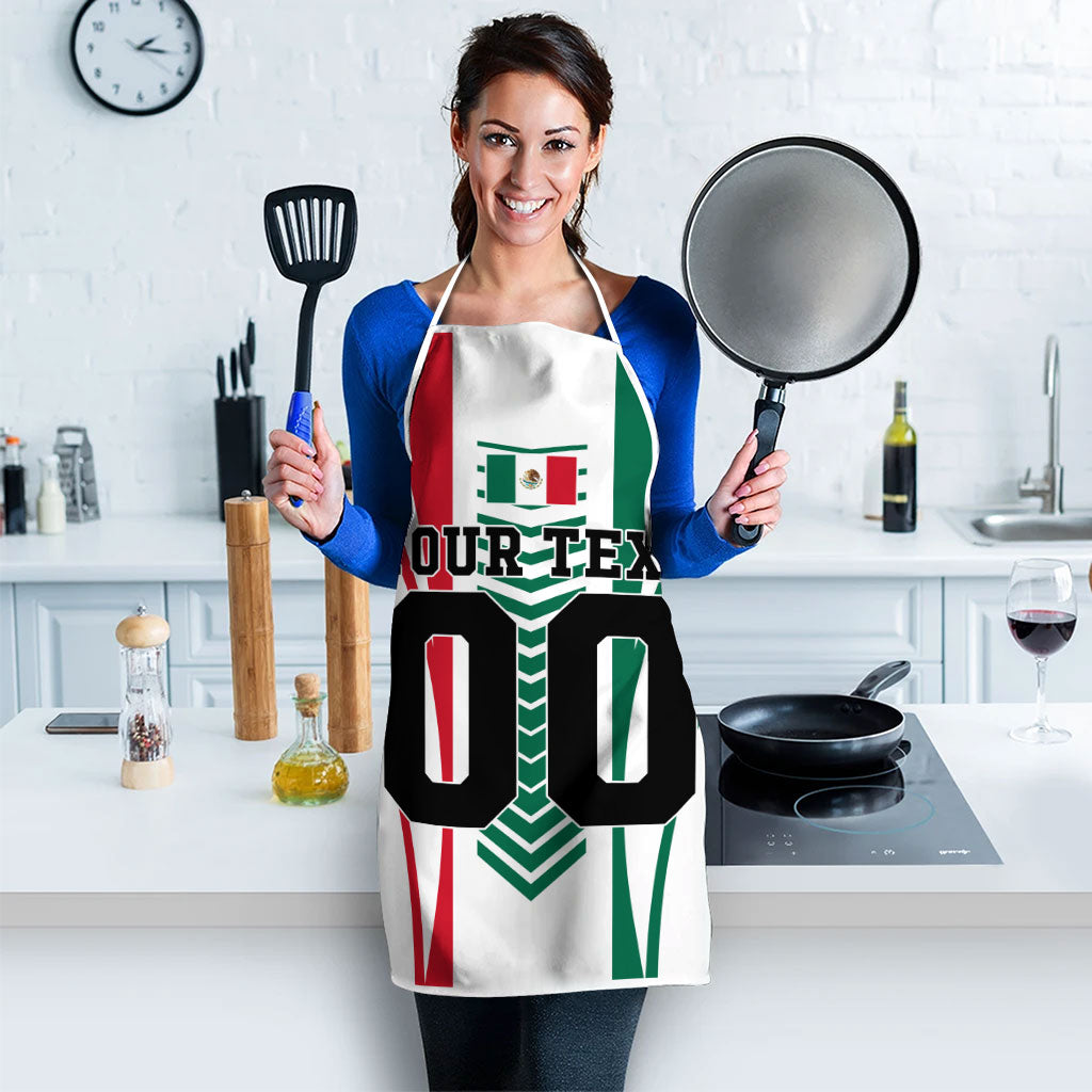 Personalized Mexico Football Apron Mexican Flag Jaguar Mascot Soccer Ball