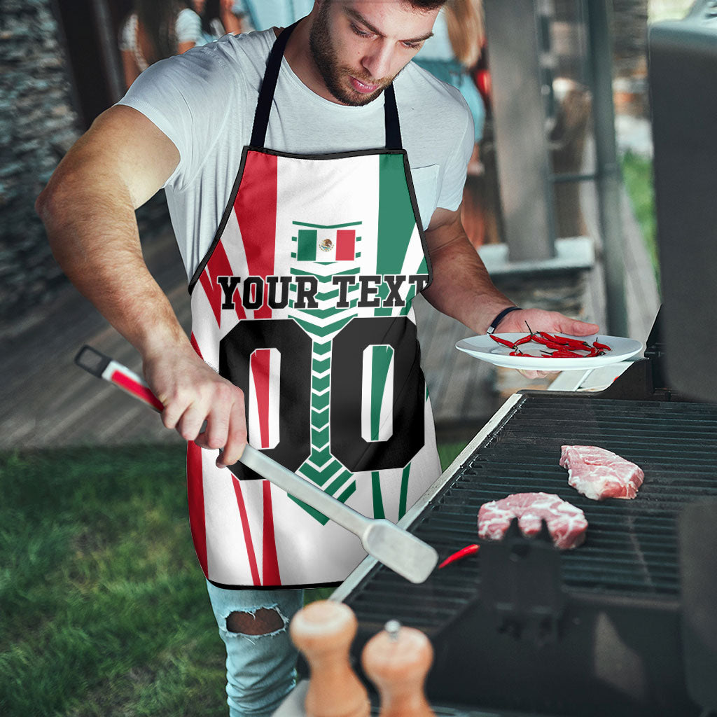 Personalized Mexico Football Apron Mexican Flag Jaguar Mascot Soccer Ball