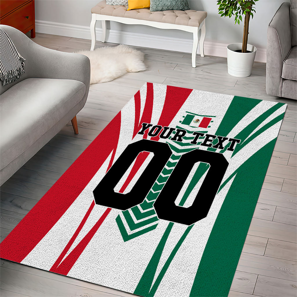 Personalized Mexico Football Area Rug Mexican Flag Jaguar Mascot Soccer Ball