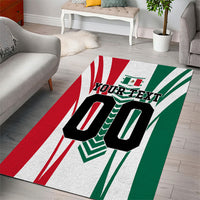 Personalized Mexico Football Area Rug Mexican Flag Jaguar Mascot Soccer Ball