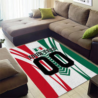 Personalized Mexico Football Area Rug Mexican Flag Jaguar Mascot Soccer Ball