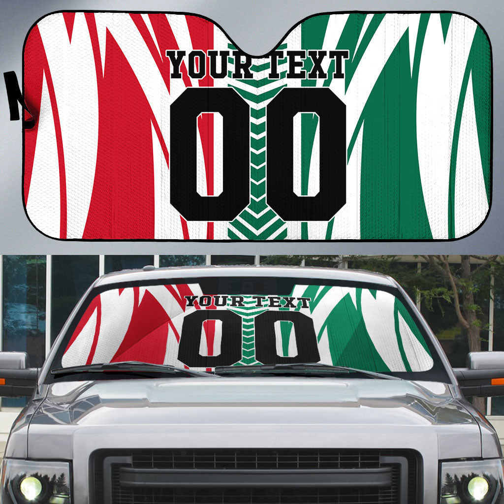 Personalized Mexico Football Auto Sun Shade Mexican Flag Jaguar Mascot Soccer Ball