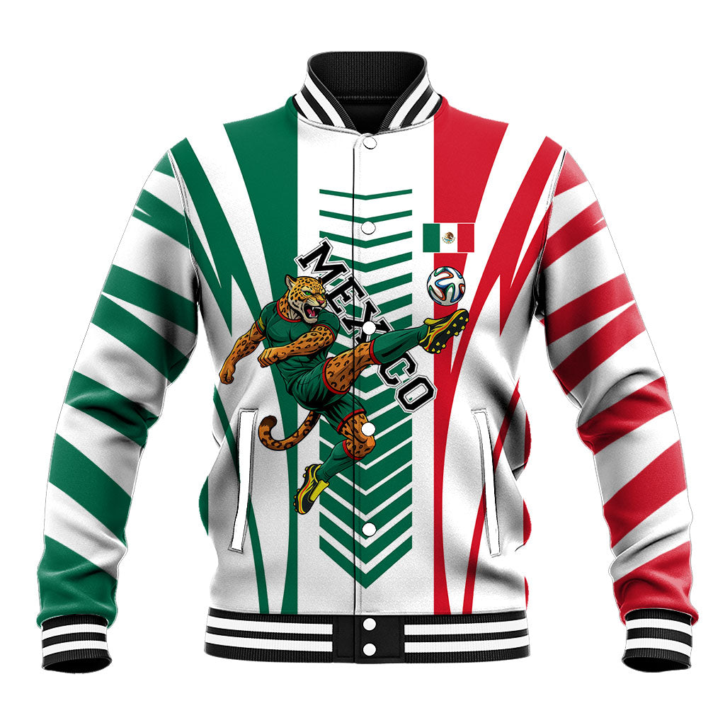 Personalized Mexico Football Baseball Jacket Mexican Flag Jaguar Mascot Soccer Ball