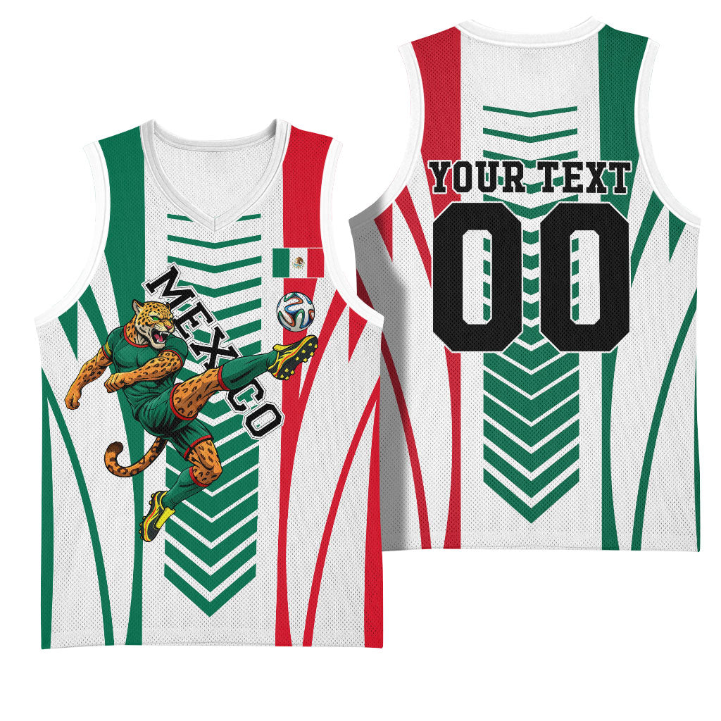 Personalized Mexico Football Basketball Jersey Mexican Flag Jaguar Mascot Soccer Ball
