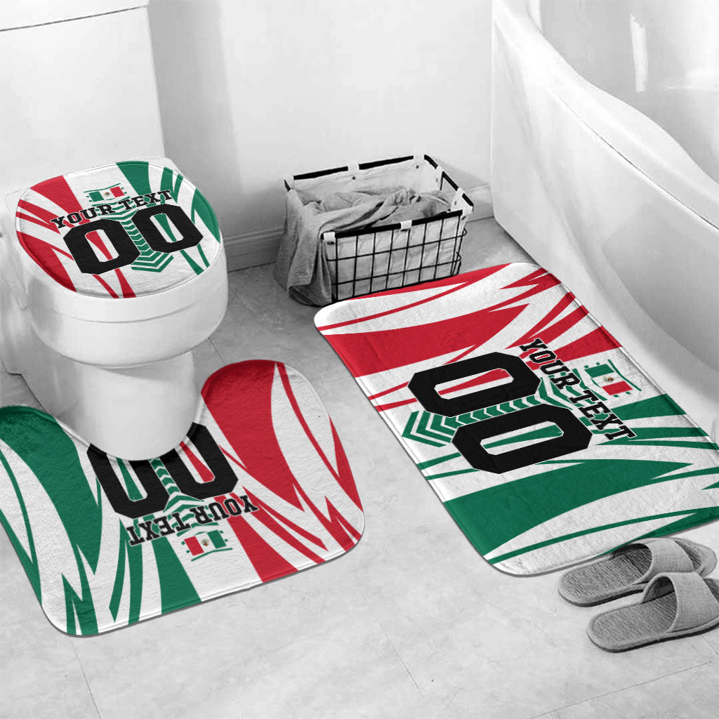 Personalized Mexico Football Bathroom Set Mexican Flag Jaguar Mascot Soccer Ball
