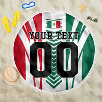 Personalized Mexico Football Beach Blanket Mexican Flag Jaguar Mascot Soccer Ball