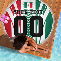 Personalized Mexico Football Beach Blanket Mexican Flag Jaguar Mascot Soccer Ball