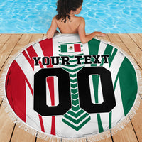 Personalized Mexico Football Beach Blanket Mexican Flag Jaguar Mascot Soccer Ball