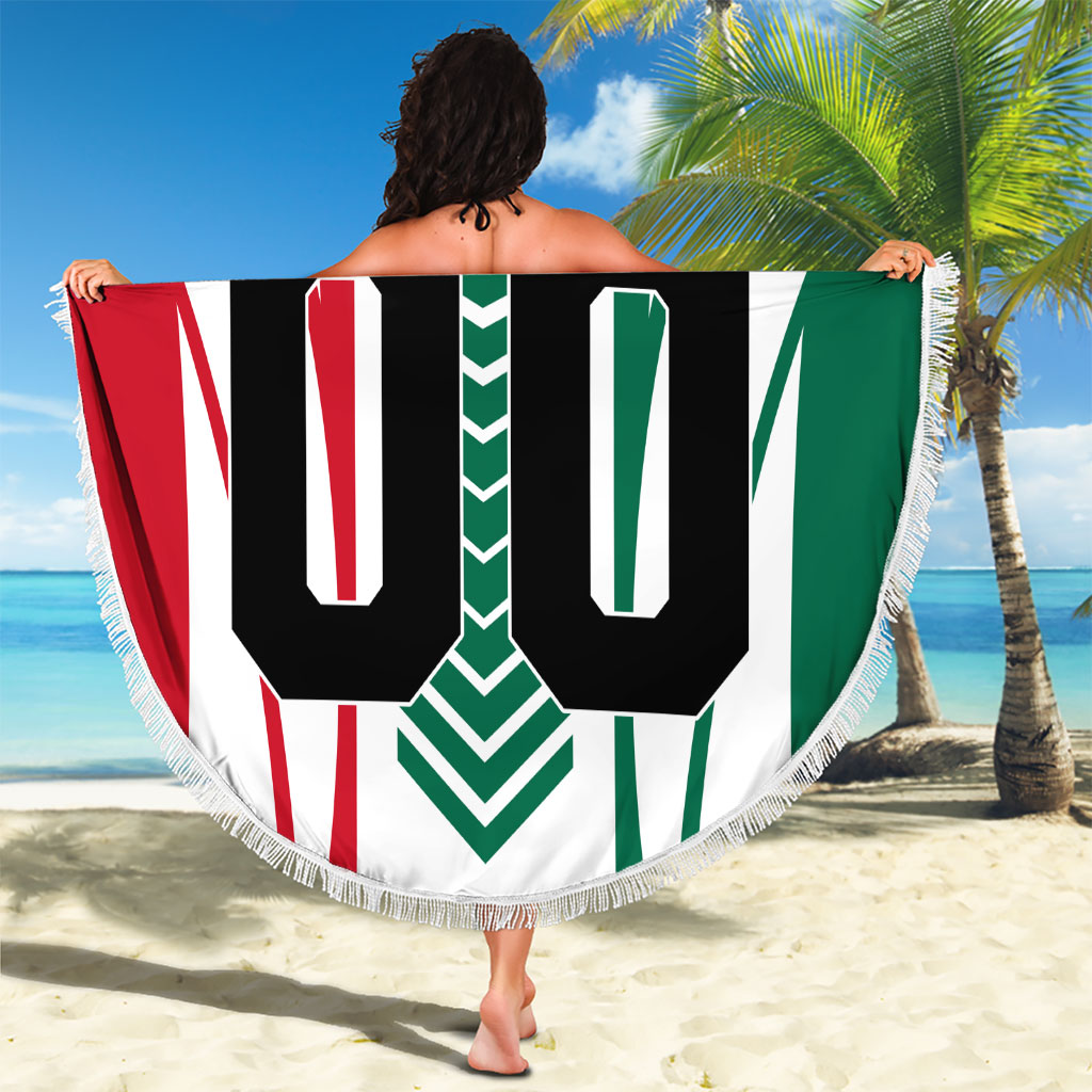 Personalized Mexico Football Beach Blanket Mexican Flag Jaguar Mascot Soccer Ball