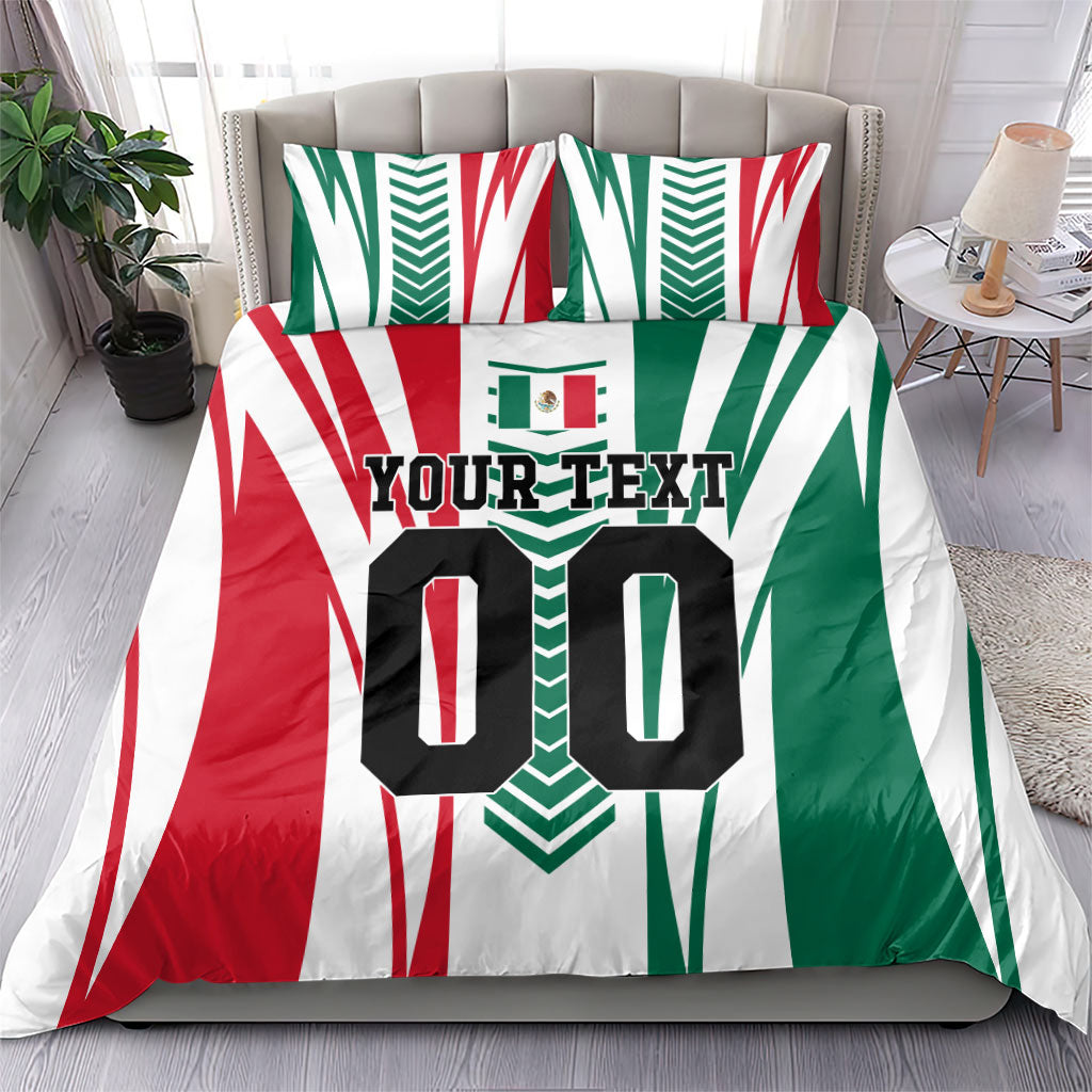 Personalized Mexico Football Bedding Set Mexican Flag Jaguar Mascot Soccer Ball