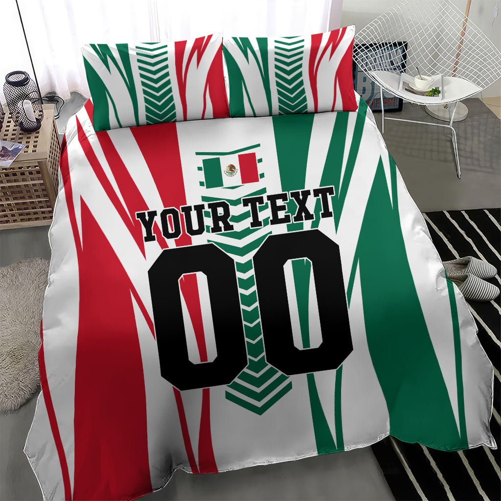 Personalized Mexico Football Bedding Set Mexican Flag Jaguar Mascot Soccer Ball