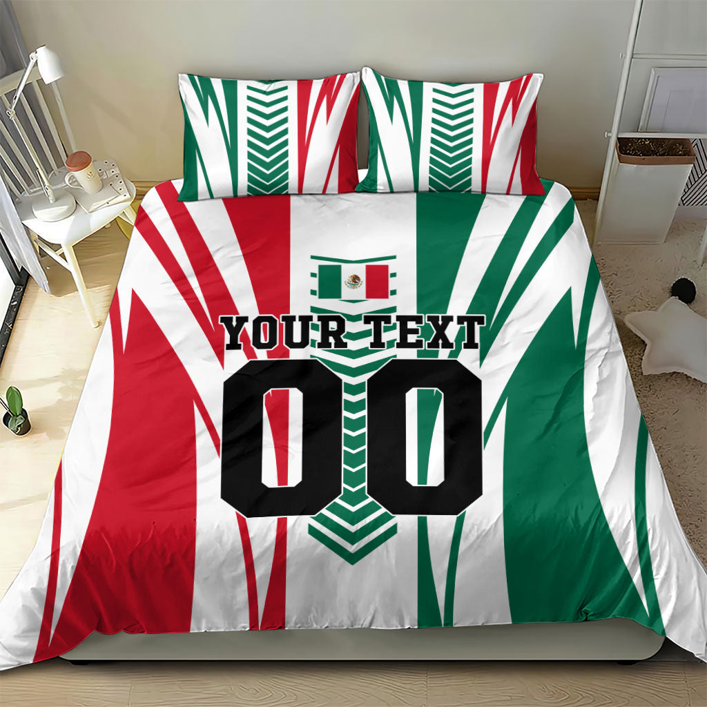 Personalized Mexico Football Bedding Set Mexican Flag Jaguar Mascot Soccer Ball