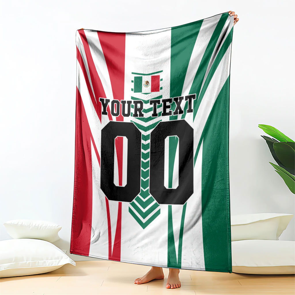 Personalized Mexico Football Blanket Mexican Flag Jaguar Mascot Soccer Ball