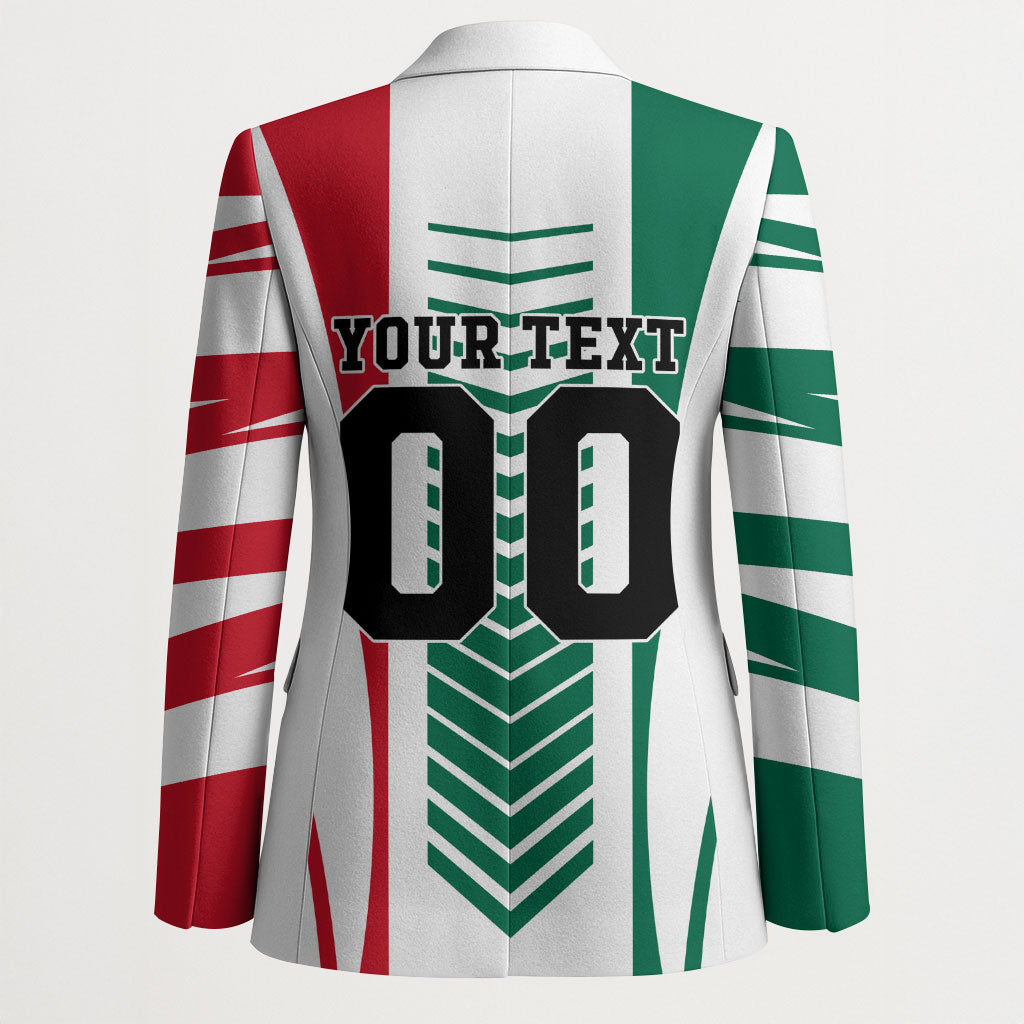 Personalized Mexico Football Blazer Mexican Flag Jaguar Mascot Soccer Ball