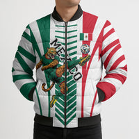 Personalized Mexico Football Bomber Puffer Jacket Mexican Flag Jaguar Mascot Soccer Ball