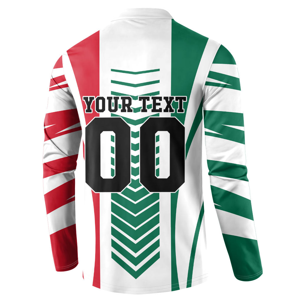Personalized Mexico Football Button Sweatshirt Mexican Flag Jaguar Mascot Soccer Ball