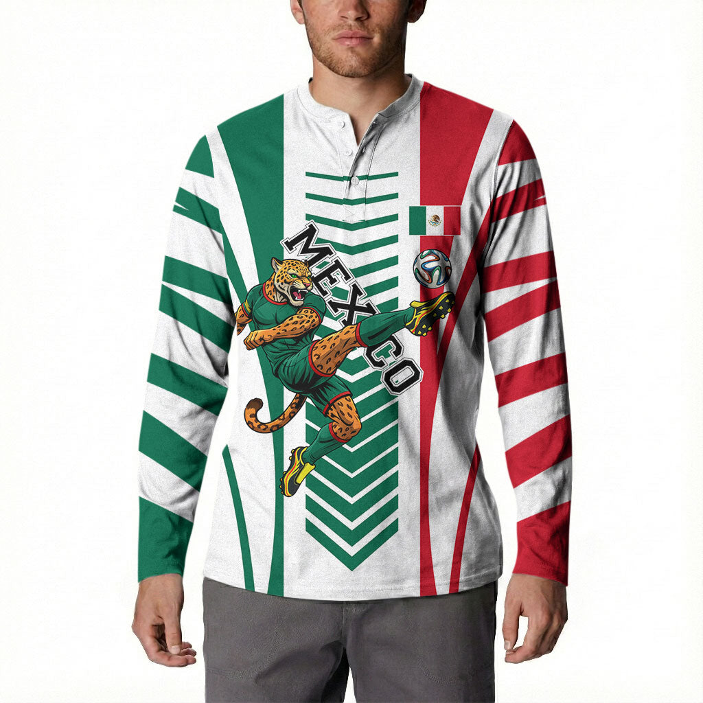 Personalized Mexico Football Button Sweatshirt Mexican Flag Jaguar Mascot Soccer Ball