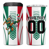 Personalized Mexico Football 4 in 1 Can Cooler Tumbler Mexican Flag Jaguar Mascot Soccer Ball