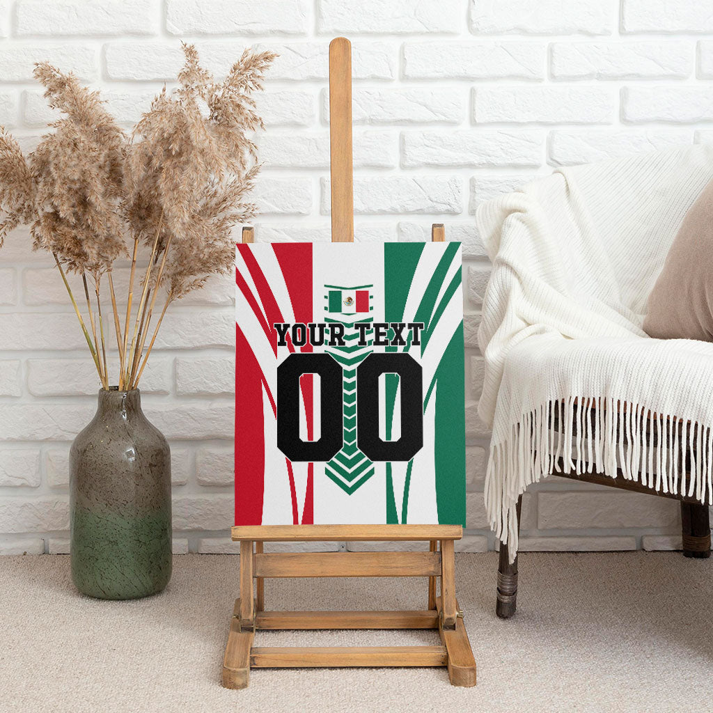 Personalized Mexico Football Canvas Wall Art Mexican Flag Jaguar Mascot Soccer Ball
