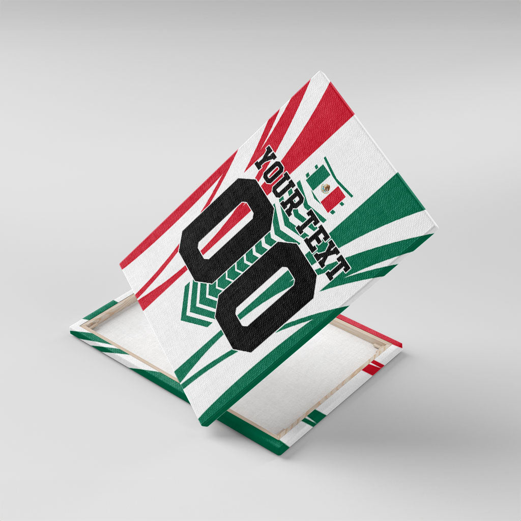 Personalized Mexico Football Canvas Wall Art Mexican Flag Jaguar Mascot Soccer Ball