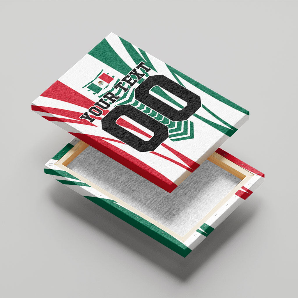 Personalized Mexico Football Canvas Wall Art Mexican Flag Jaguar Mascot Soccer Ball