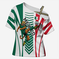 Personalized Mexico Football Cross Shoulder Shirt Mexican Flag Jaguar Mascot Soccer Ball