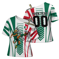 Personalized Mexico Football Cross Shoulder Shirt Mexican Flag Jaguar Mascot Soccer Ball