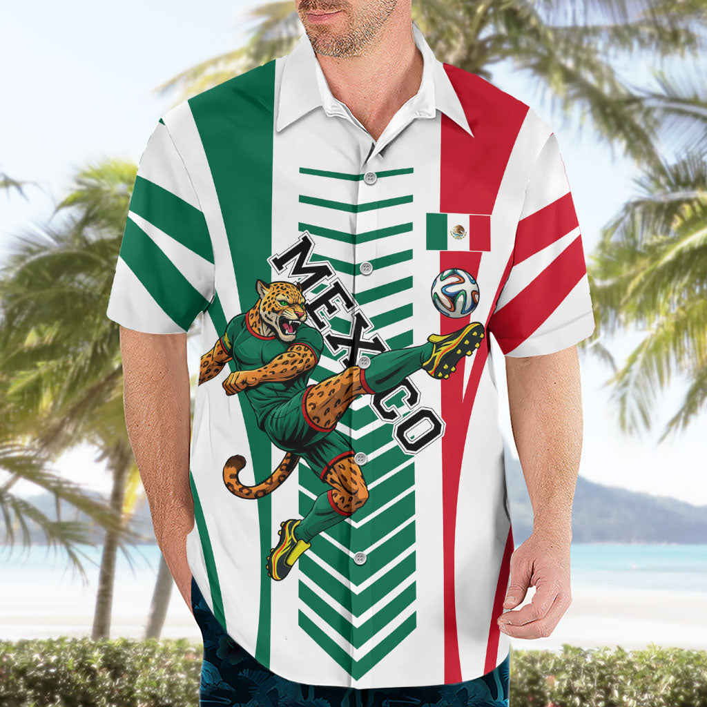 Personalized Mexico Football Hawaiian Shirt Mexican Flag Jaguar Mascot Soccer Ball