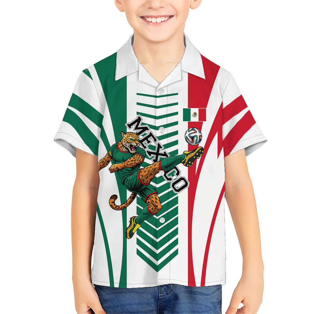 Personalized Mexico Football Hawaiian Shirt Mexican Flag Jaguar Mascot Soccer Ball