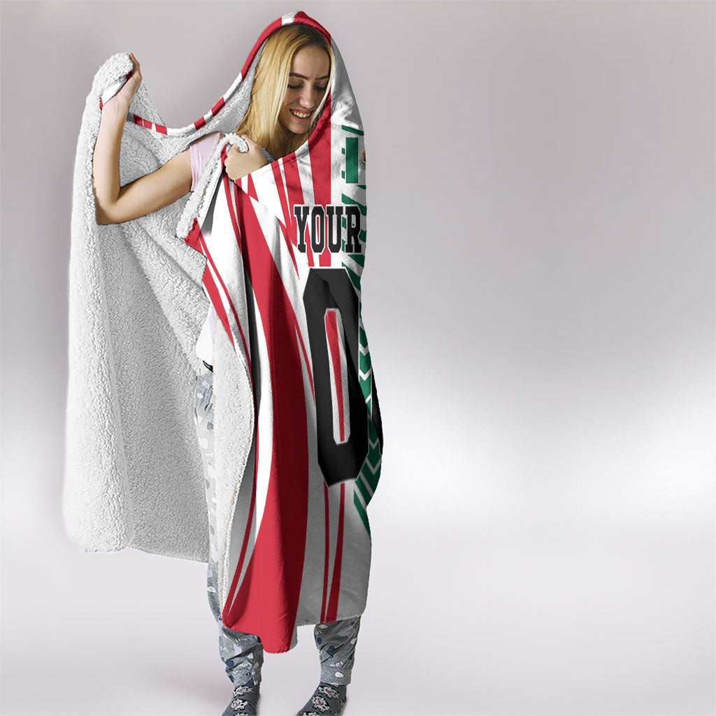 Personalized Mexico Football Hooded Blanket Mexican Flag Jaguar Mascot Soccer Ball