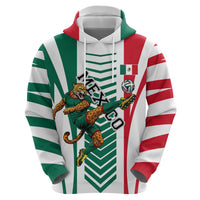 Personalized Mexico Football Hoodie Mexican Flag Jaguar Mascot Soccer Ball